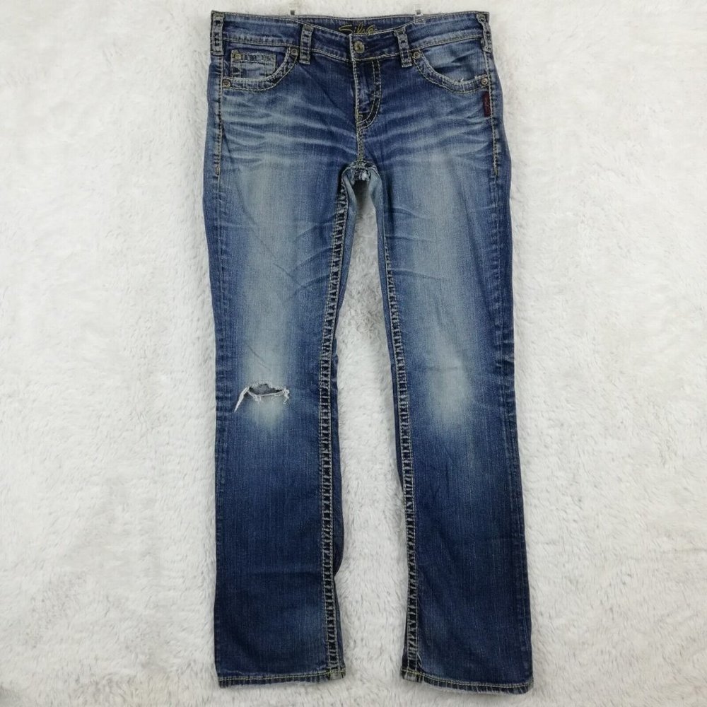 Silver Jeans Womens Berkley Surplus Boot Cut Blue Denim Medium Wash Mid Rise 31